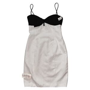 NWT Davis Meister Vintage Y2K Black Bow Bodice Brocade Skirt Cocktail Dress 8